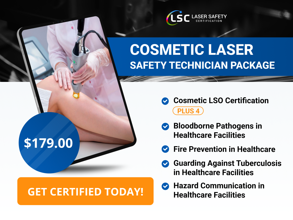 Ad for a cosmetic laser technician package, highlighting certification courses and a special price offer.